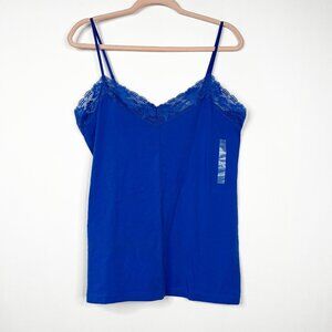 2/$30 Old Navy Lace Trim V-Neck Cami Tank Top Blue Large #8911